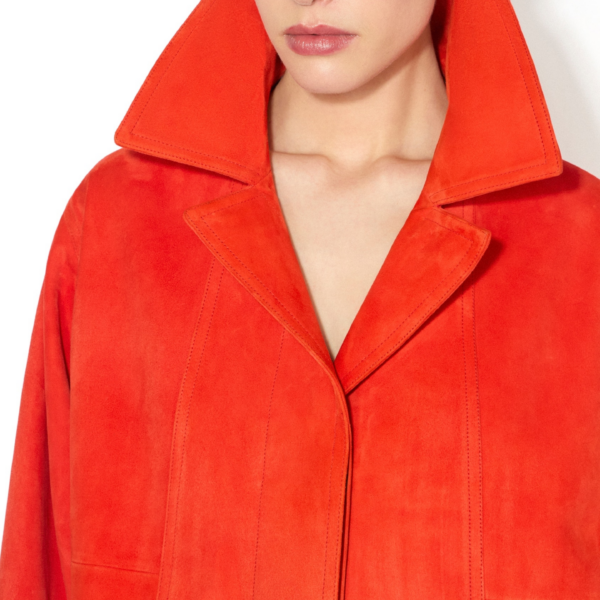 Alaïa A Line Suede Goatskin Coat - ALAÏA Coats - Laser Cut Luxury - Shop at Coveti