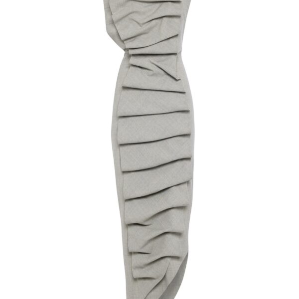 Bib-Front Structured Dress With Open Back Light Grey Melange