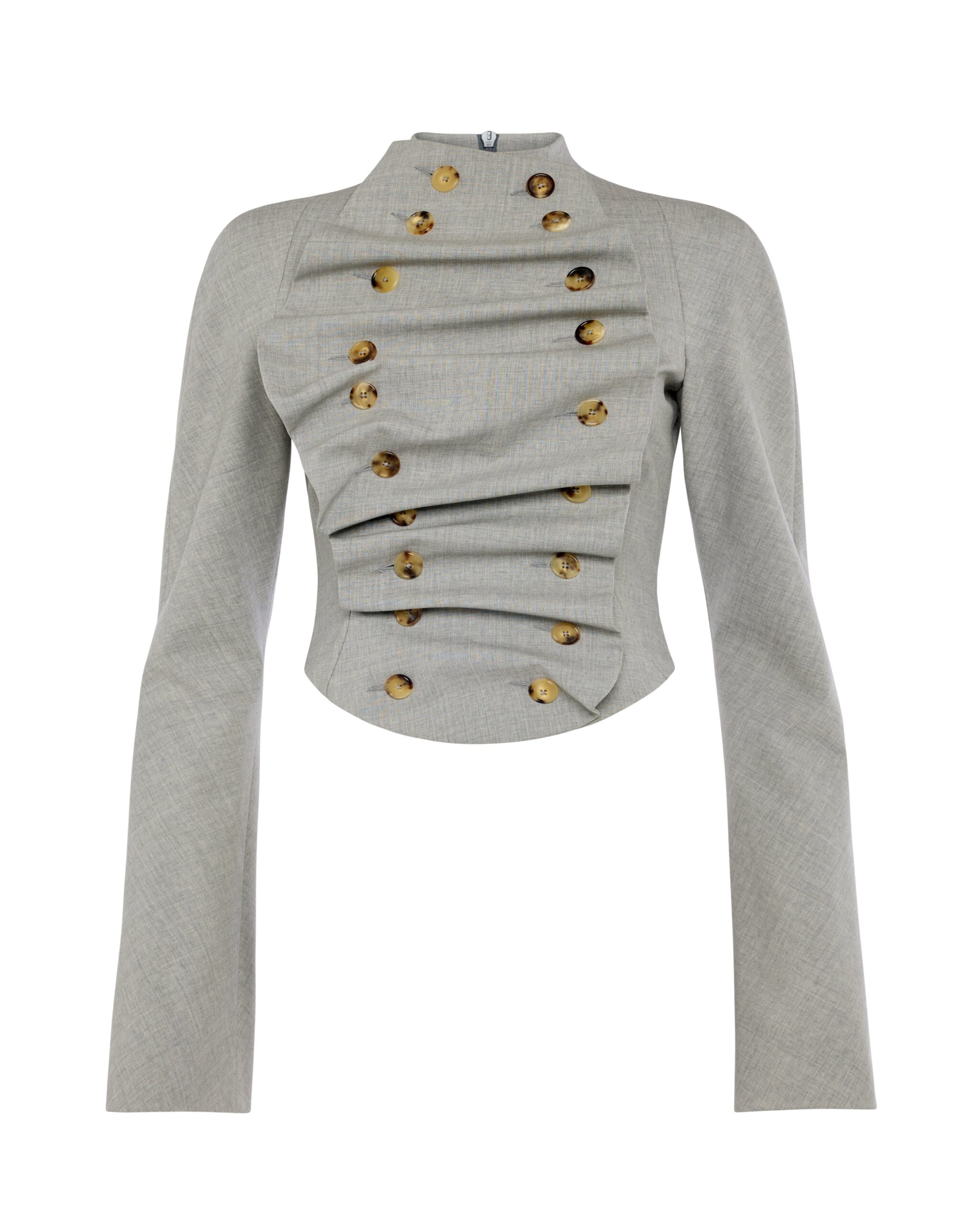 A.W.A.K.E. MODE jacket The Bib-Front Structured Jacket Light Grey Melange A.W.A.K.E. MODE jacket