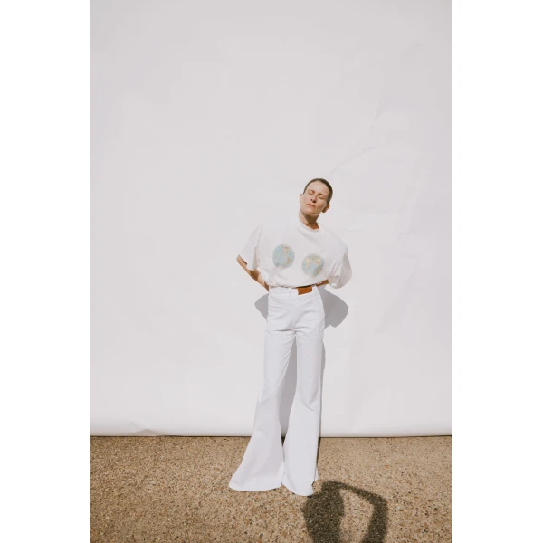 Awake Mode Flared Mirror Jeans White, view 2