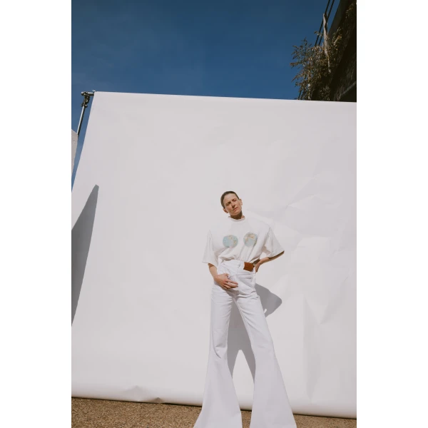 Awake Mode Flared Mirror Jeans White, view 3