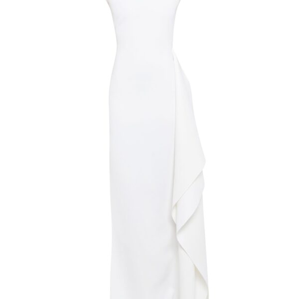 High Neck Pencil Dress With Side Panel Detail White