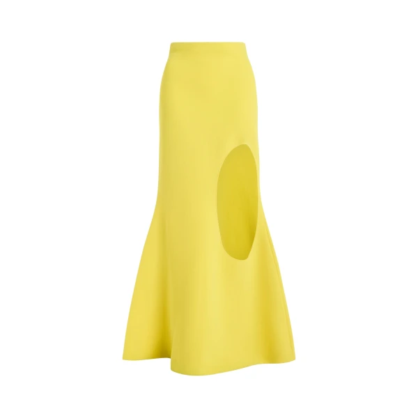 Awake Mode Knitted Flared Skirt With Cutout Yellow
