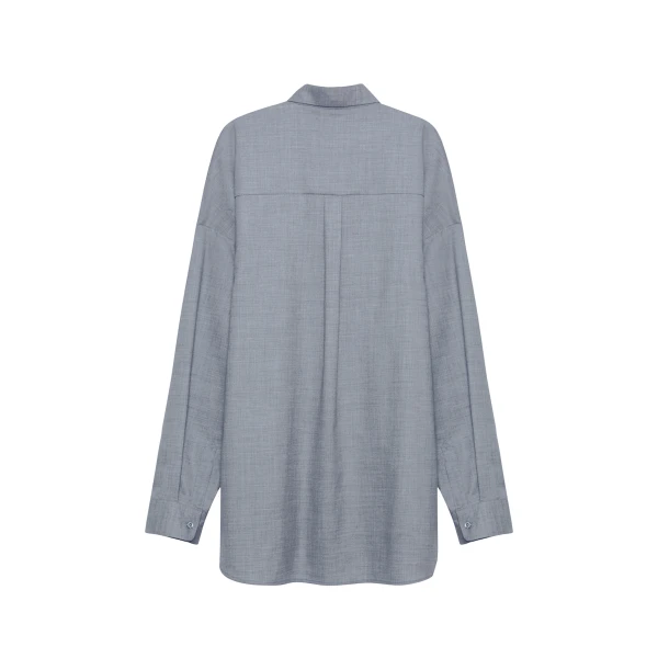 Adam Lippes Perrine Shirt in Heather Grey, view 5