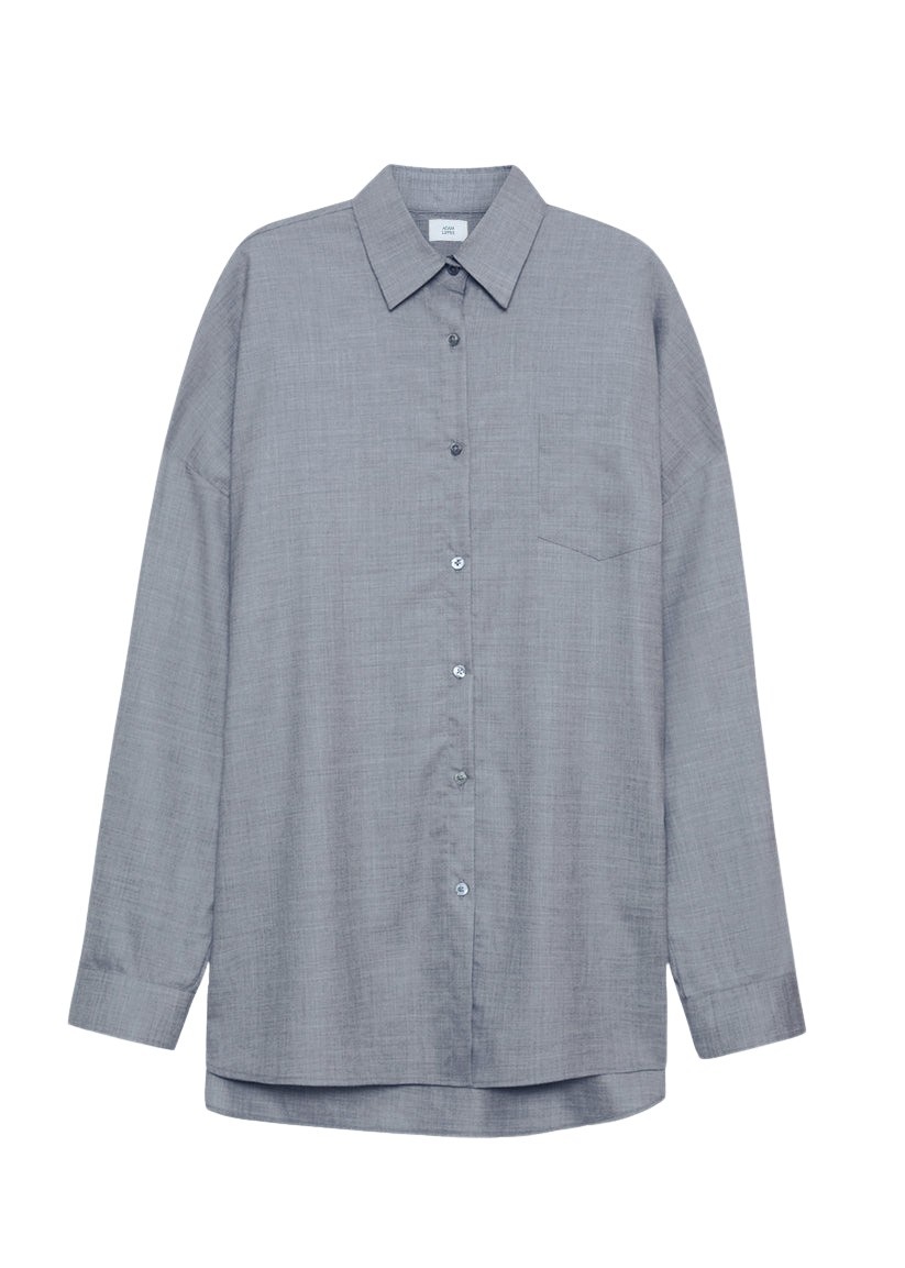 Adam Lippes Relaxed Menswear Shirt in Heather Grey