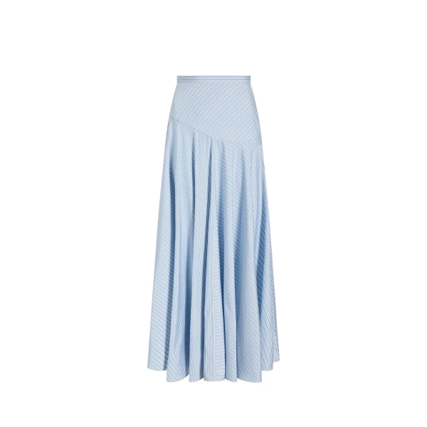 Adam Lippes Thea Skirt in Pale Blue/White