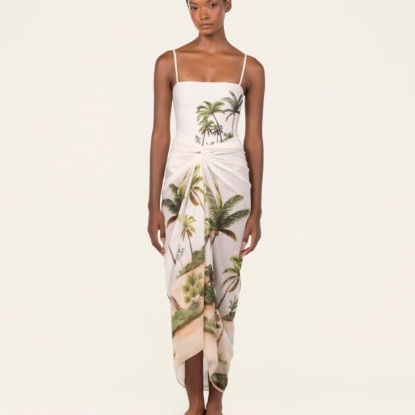 Agua by Agua Bendita Lavanda Arena Pareo Midi - Agua by Agua Bendita Beachwear - Artisanal Colombian Resort Wear at Coveti