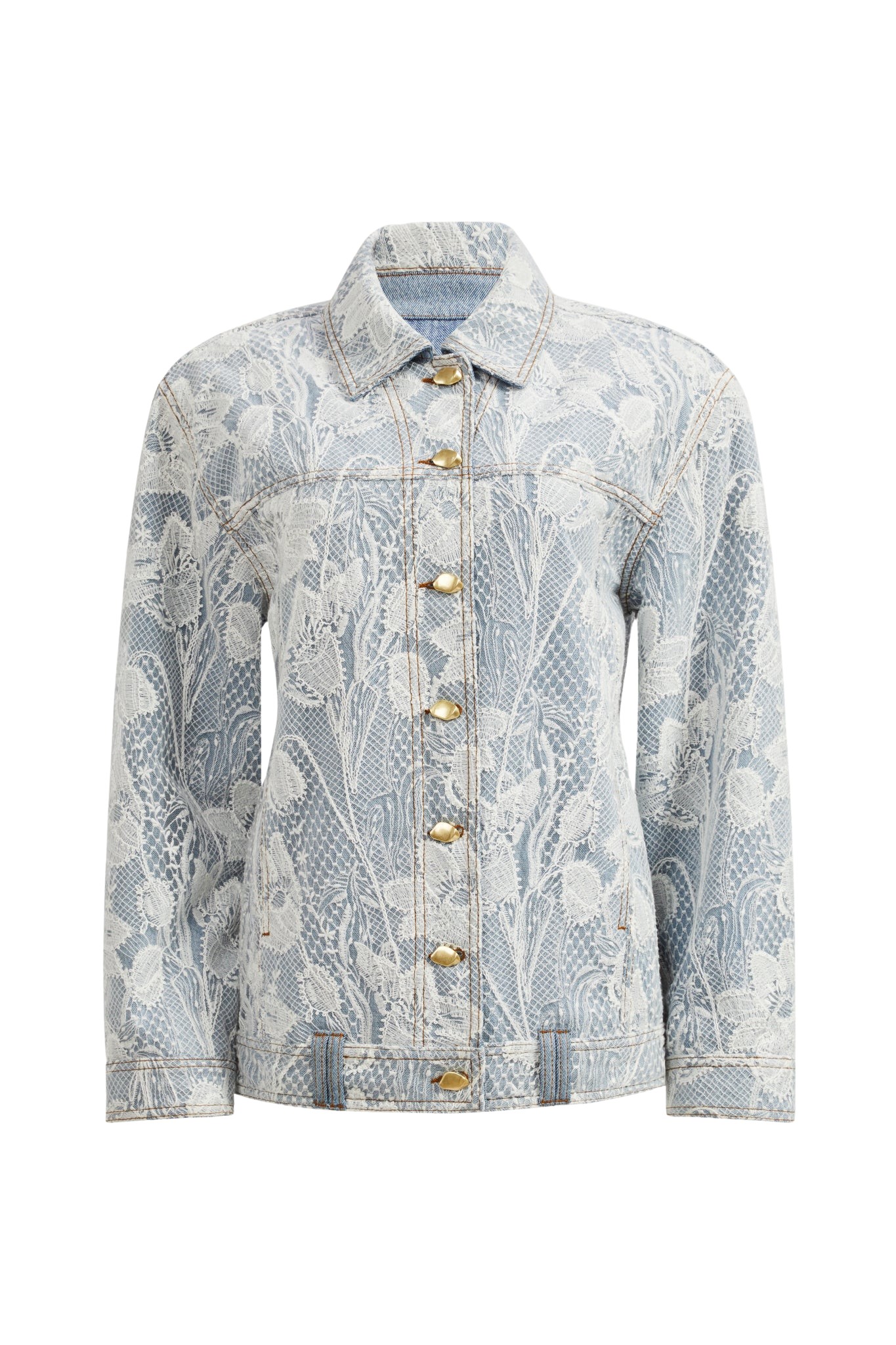 Aje Blossom Lace Denim Jacket