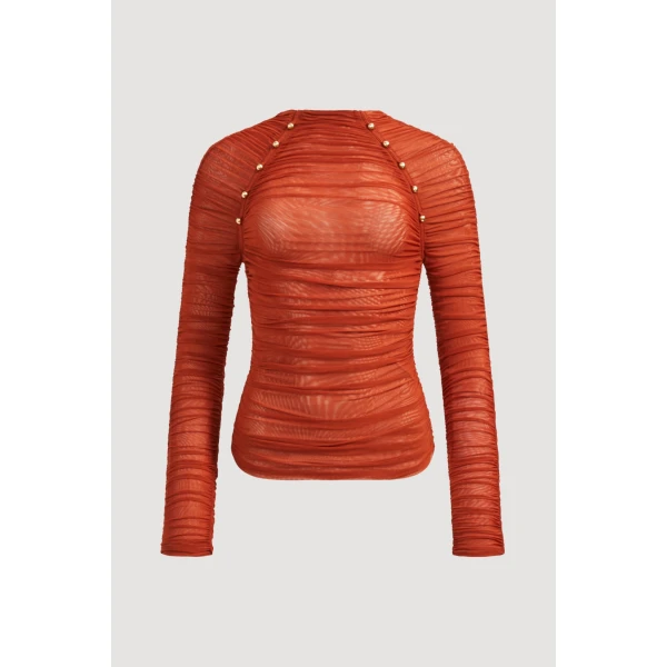 Carline Gathered Mesh Top