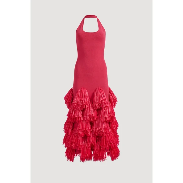 Elva Raffia Knit Midi Dress