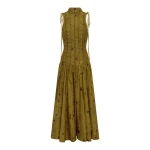 Alemais Astro Gown Olive  Sustainable Dresses with Alémais print - Coveti Australian Designer