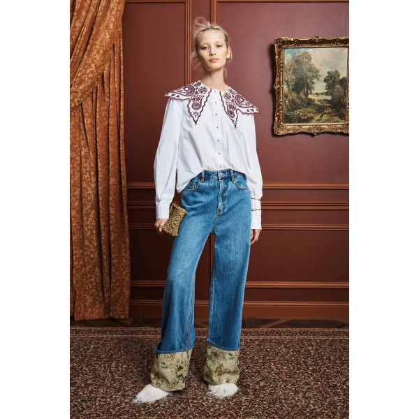 Alemais Bobby Embroidered Shirt  Sustainable Tops with Alémais print - Coveti Australian Designer