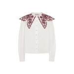 Alemais Bobby Embroidered Shirt  Sustainable Tops with Alémais print - Coveti Australian Designer