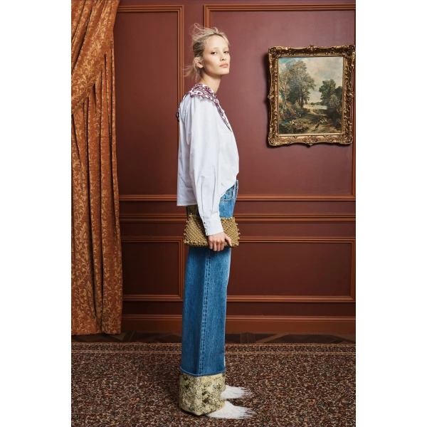 Alemais Bobby Embroidered Shirt  Sustainable Tops with Alémais print - Coveti Australian Designer