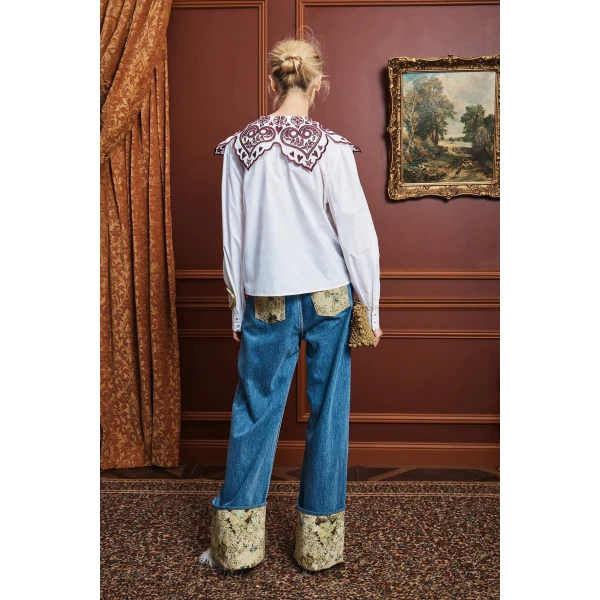 Alemais Bobby Embroidered Shirt  Sustainable Tops with Alémais print - Coveti Australian Designer