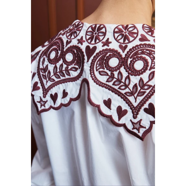 Alemais Bobby Embroidered Shirt  Sustainable Tops with Alémais print - Coveti Australian Designer