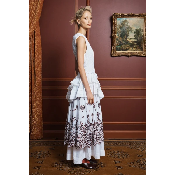 Alemais Bobby V-Neck Embroidered Midi Dress  Sustainable Dresses with Alémais print - Coveti Australian Designer