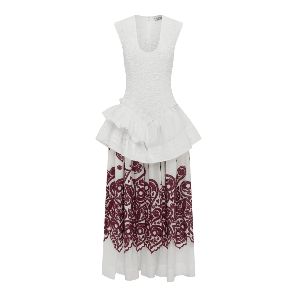 Alemais Bobby V-Neck Embroidered Midi Dress  Sustainable Dresses with Alémais print - Coveti Australian Designer