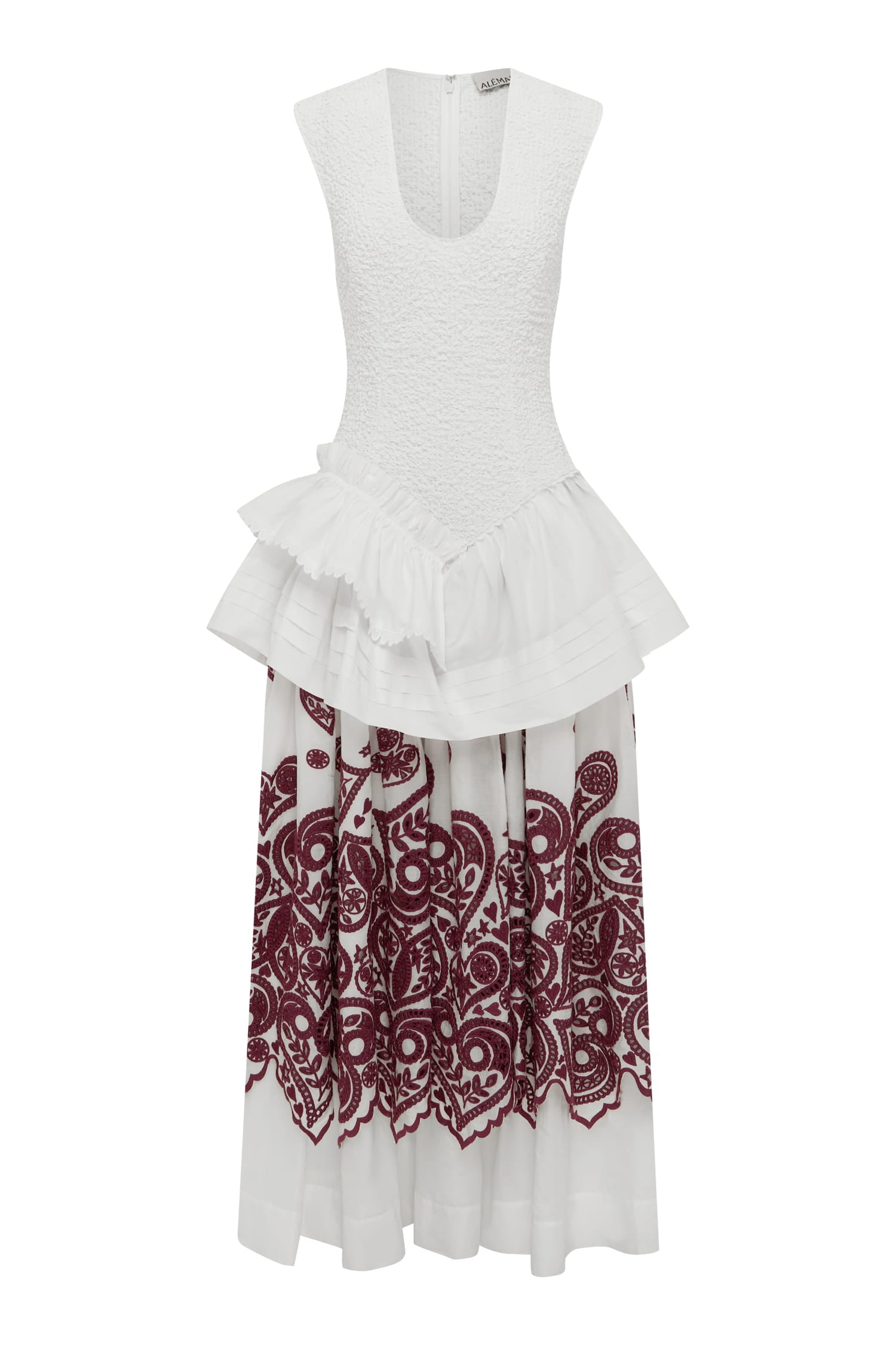 Alemais Bobby V-Neck Embroidered Midi Dress  Sustainable Dresses with Alémais print - Coveti Australian Designer