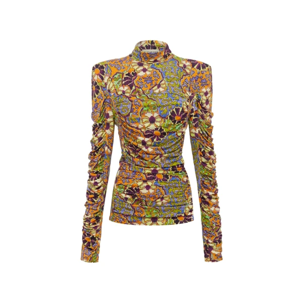 Alemais Joanna Ruched Top  Sustainable Tops with Alémais print - Coveti Australian Designer