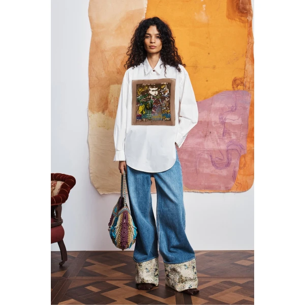 Alemais Limelight Embellish Shirt  Sustainable Tops with Alémais print - Coveti Australian Designer