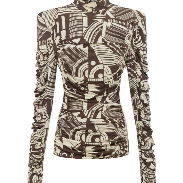 Alemais Lori Ruched Top  Sustainable Tops with Alémais print - Coveti Australian Designer