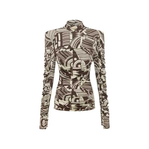 Alemais Lori Ruched Top  Sustainable Tops with Alémais print - Coveti Australian Designer