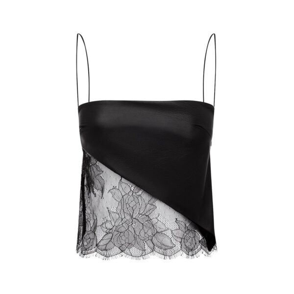 alex perry leather & lace top