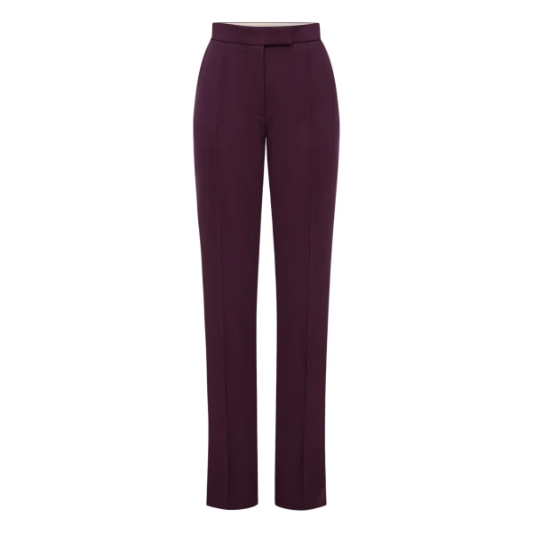 Alex Perry Flare Trouser in Wool Suiting, Aubergine