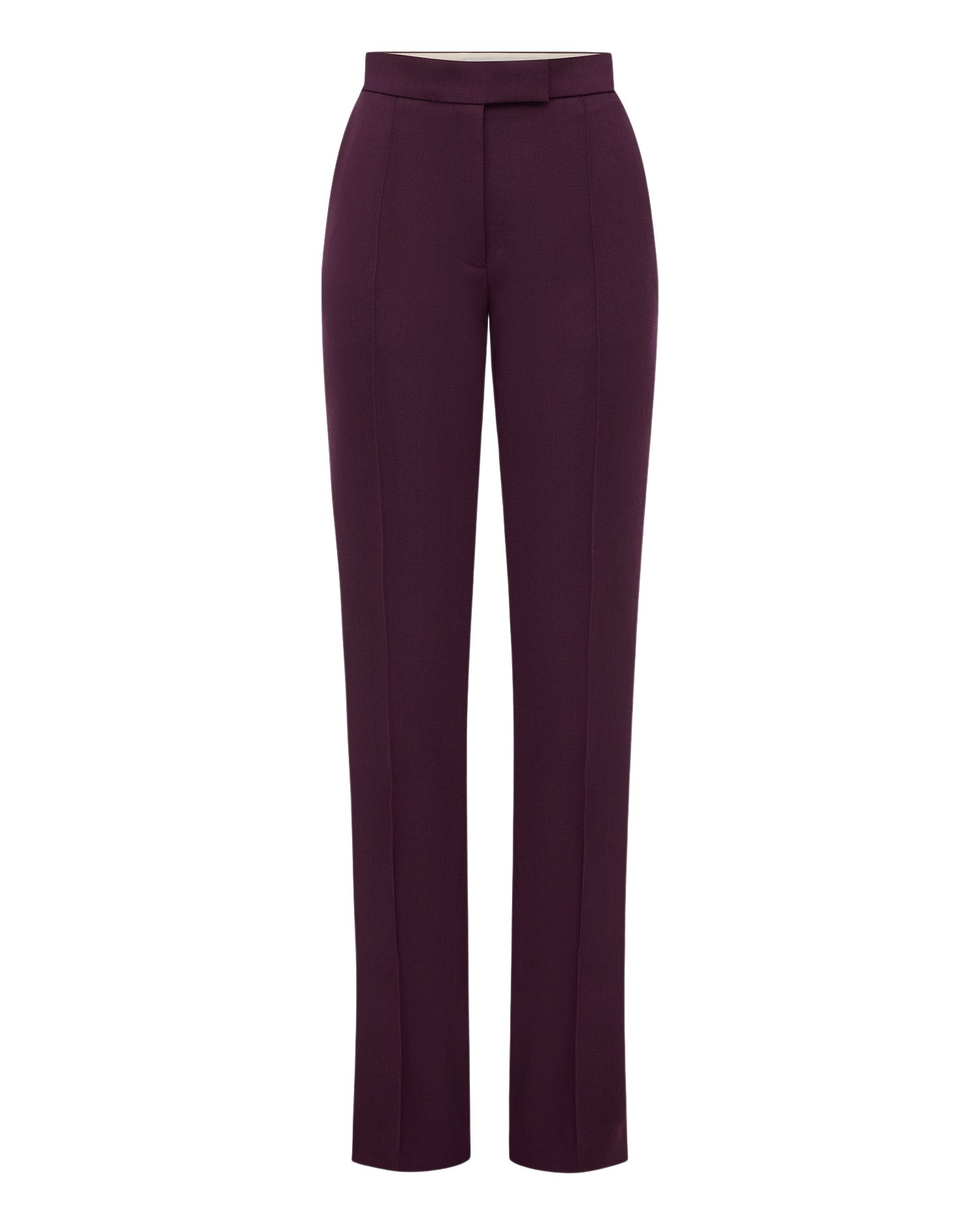 Alex Perry Flare Trouser in Wool Suiting, Aubergine