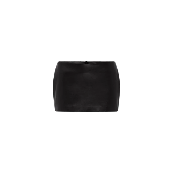 Alex Perry Low Rise Mini Skirt in Leather, Black