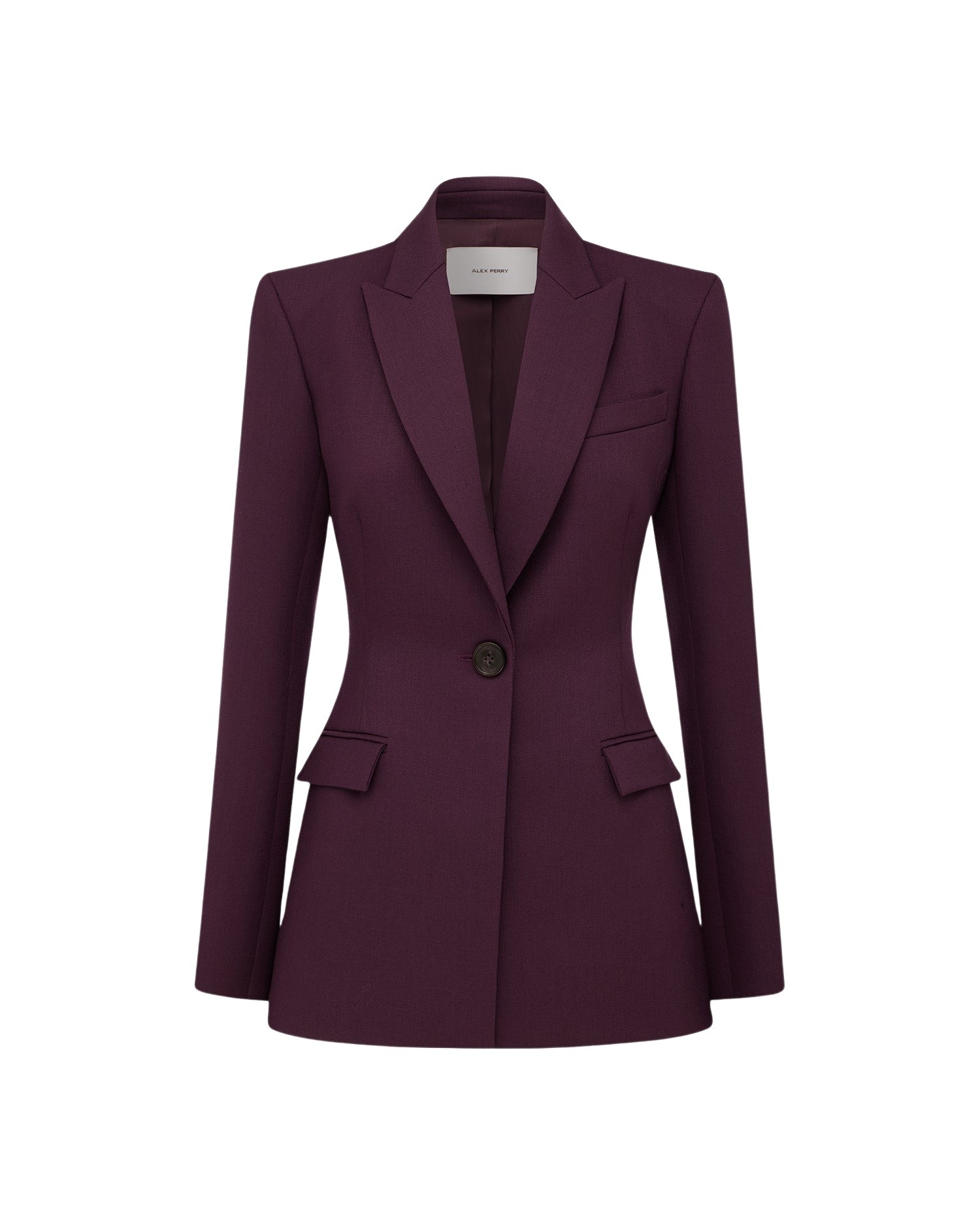 Alex Perry Single Breasted Contour Blazer in Wool Suiting, Aubergine