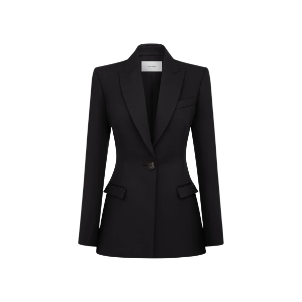 Alex Perry Single Breasted Contour Blazer in Wool Suiting, Midnight
