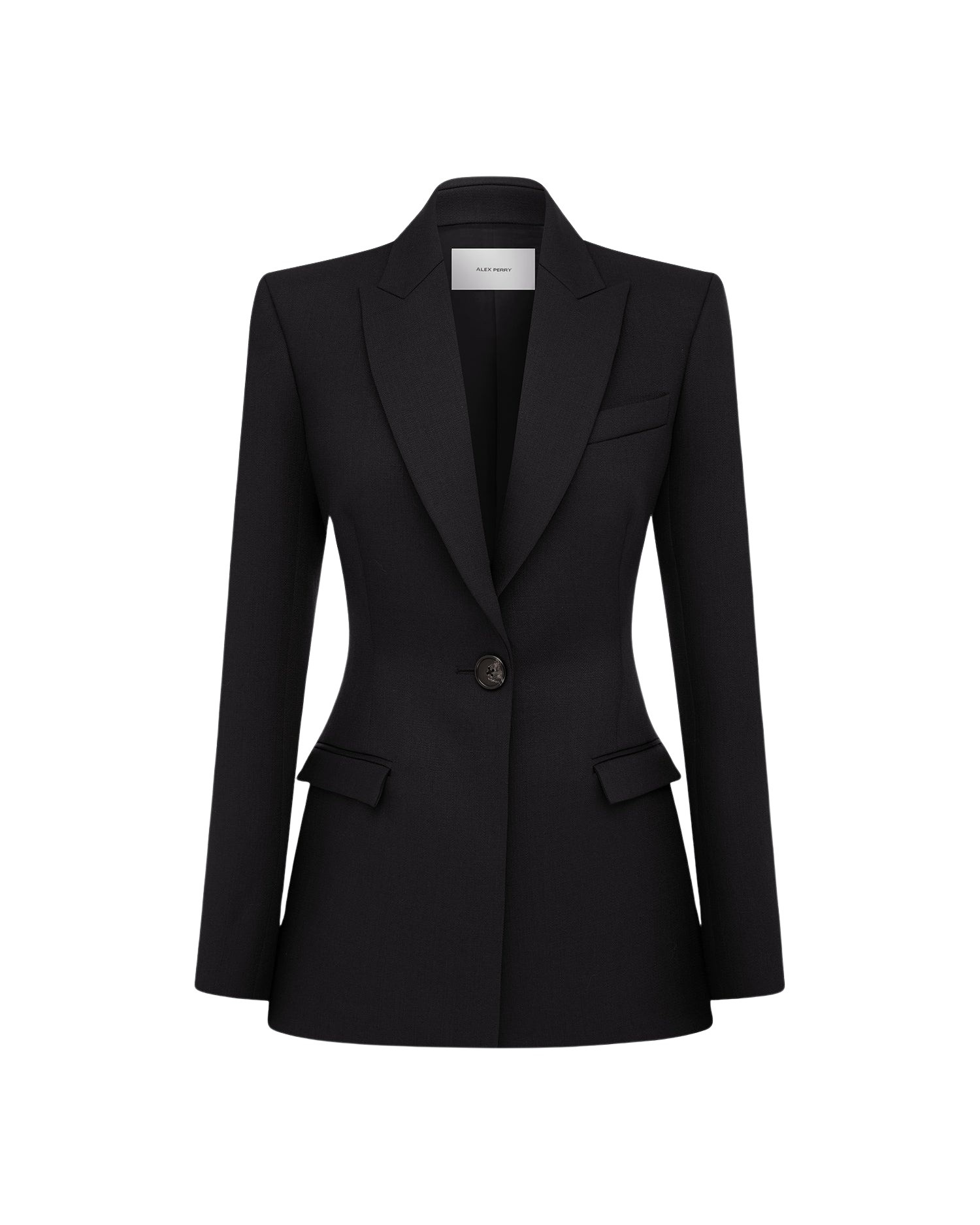 Alex Perry Single Breasted Contour Blazer in Wool Suiting, Midnight
