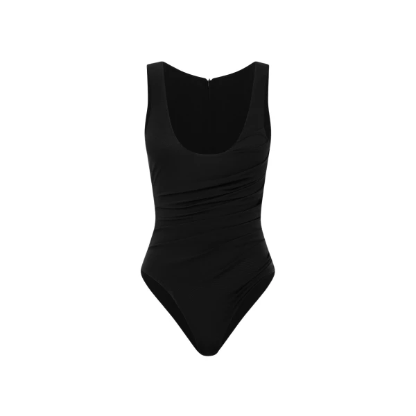 Alex Perry Singlet Bodysuit in Stretch Mesh, Black