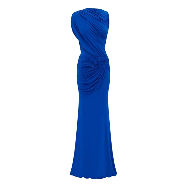 Alex Perry Sleeveless Twist Gown in Jersey, Cobalt