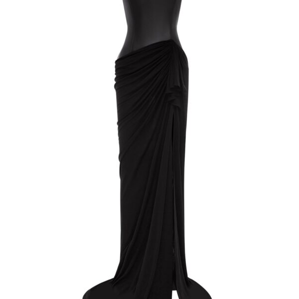 alex perry leather & jersey gown