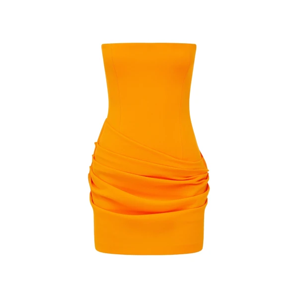 Alex Perry Strapless Mini Dress in Stretch Crepe, Orange
