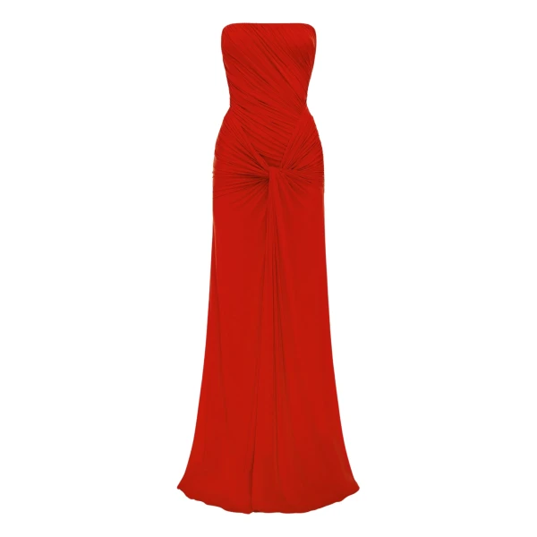 Alex Perry Strapless Twist Gown in Jersey, Scarlet
