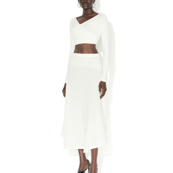 Alaïa Asymmetric Cotton Crepe Skirt - ALAÏA Skirts - Laser Cut Luxury - Shop at Coveti