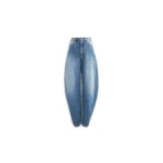 Alaïa Barrel Leg Jeans In Faded Denim - ALAÏA Pants - Laser Cut Luxury - Shop at Coveti