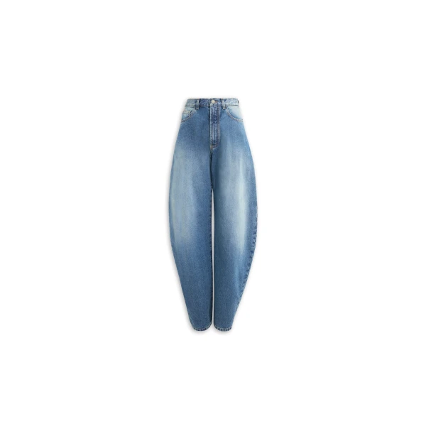 Alaia Barrel Leg Jeans In Faded Denim