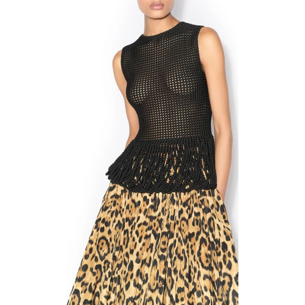 Alaia Bead Knit Peplum Tank Top, view 4