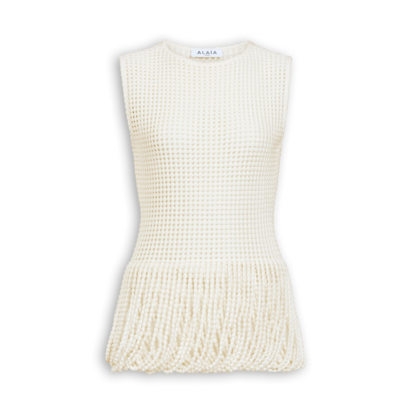 Alaïa Bead Knit Peplum Top - ALAÏA Tops - Laser Cut Luxury - Shop at Coveti