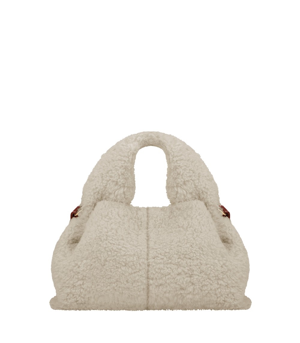 Polène Numéro Neuf Mini in Ecru Shearling Numéro Neuf Mini in Ecru Shearling - Mini Bags - Parisian Luxury Leather Bag at Coveti