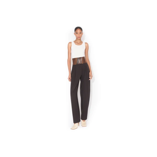 Alaia Belt Wool Gabardine Pants, view 2