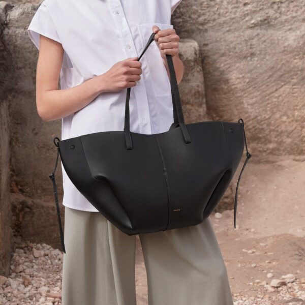 Polène Cyme in Black Cyme in Black - Totes & Top-Handle Bags - Parisian Luxury Leather Bag at Coveti