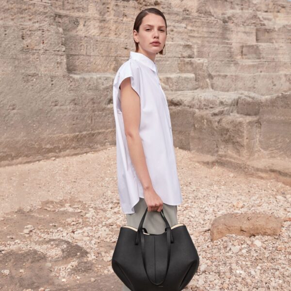 Polène Cyme in Black Cyme in Black - Totes & Top-Handle Bags - Parisian Luxury Leather Bag at Coveti