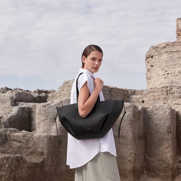 Polène Cyme in Black Cyme in Black - Totes & Top-Handle Bags - Parisian Luxury Leather Bag at Coveti