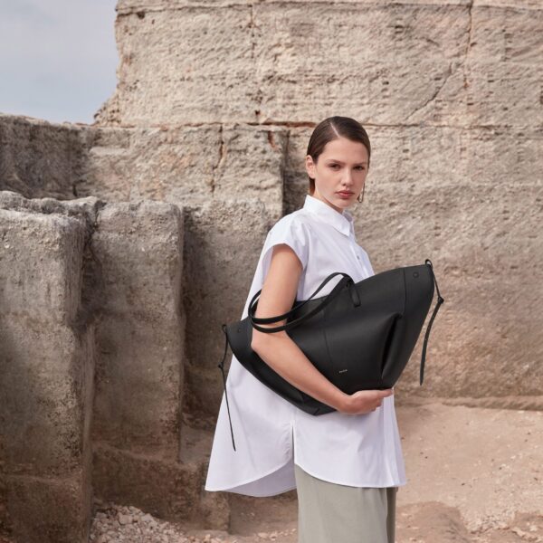 Polène Cyme in Black Cyme in Black - Totes & Top-Handle Bags - Parisian Luxury Leather Bag at Coveti